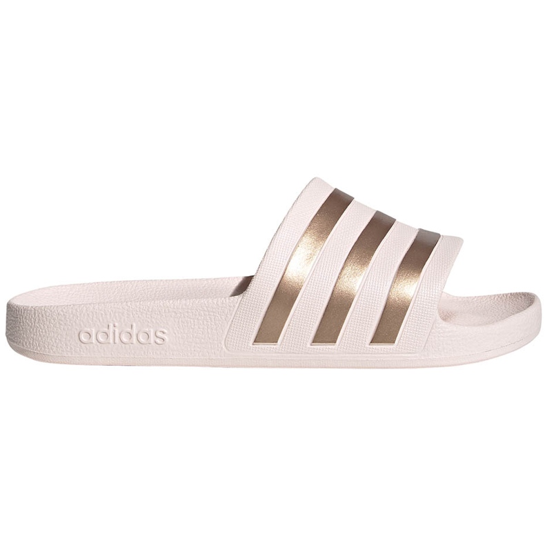 Chinelos femininos Adidas Adilette Aqua rosa e dourado FW4291