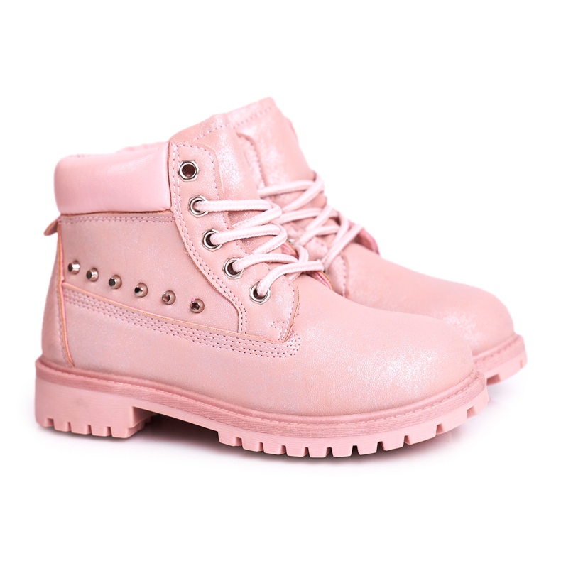 MSMG Botas aquecidas para crianças com tachas rosa Gonzo