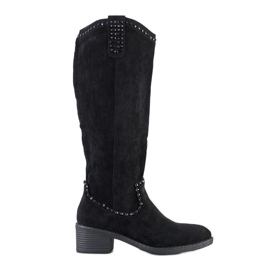 Small Swan Botas de cowboy com enfeites preto