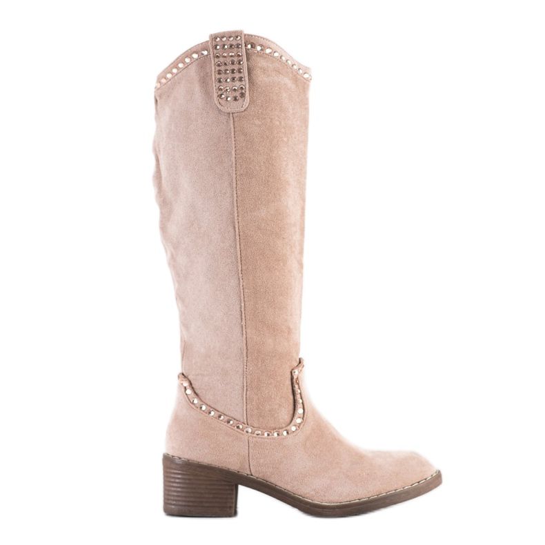 Small Swan Botas de cowboy com enfeites bege
