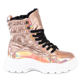 SHELOVET Trappers acolchoados da moda dourado