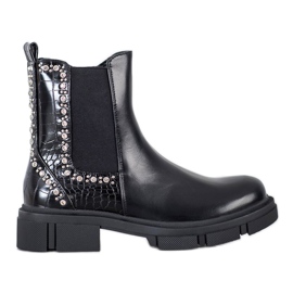 Yes Mile Botas pretas com zircônia cúbica preto Yes Mile Botas pretas com zircônia cúbica preto