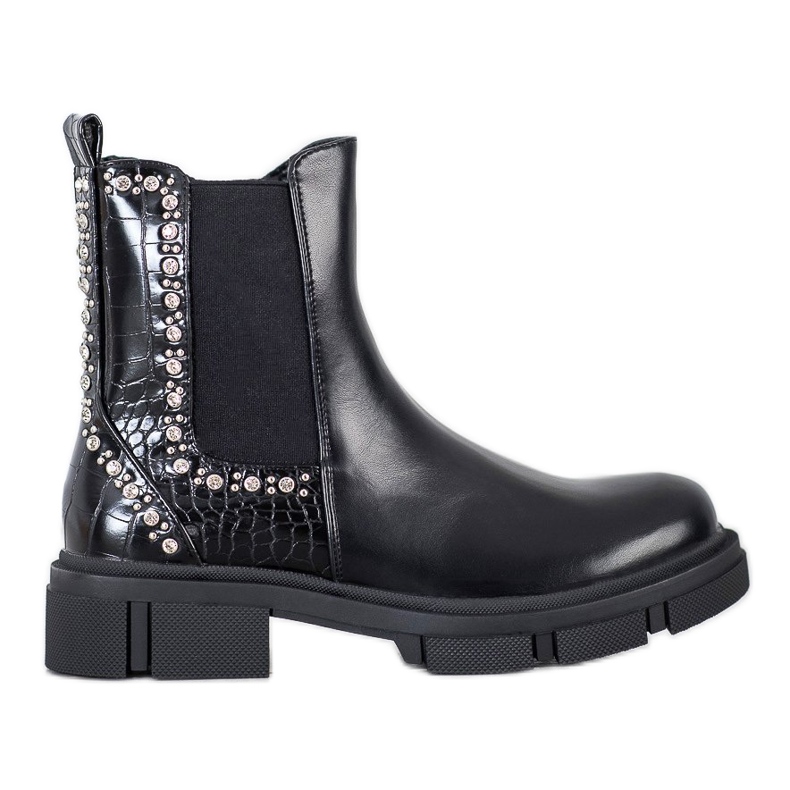 Yes Mile Botas pretas com zircônia cúbica preto Yes Mile Botas pretas com zircônia cúbica preto