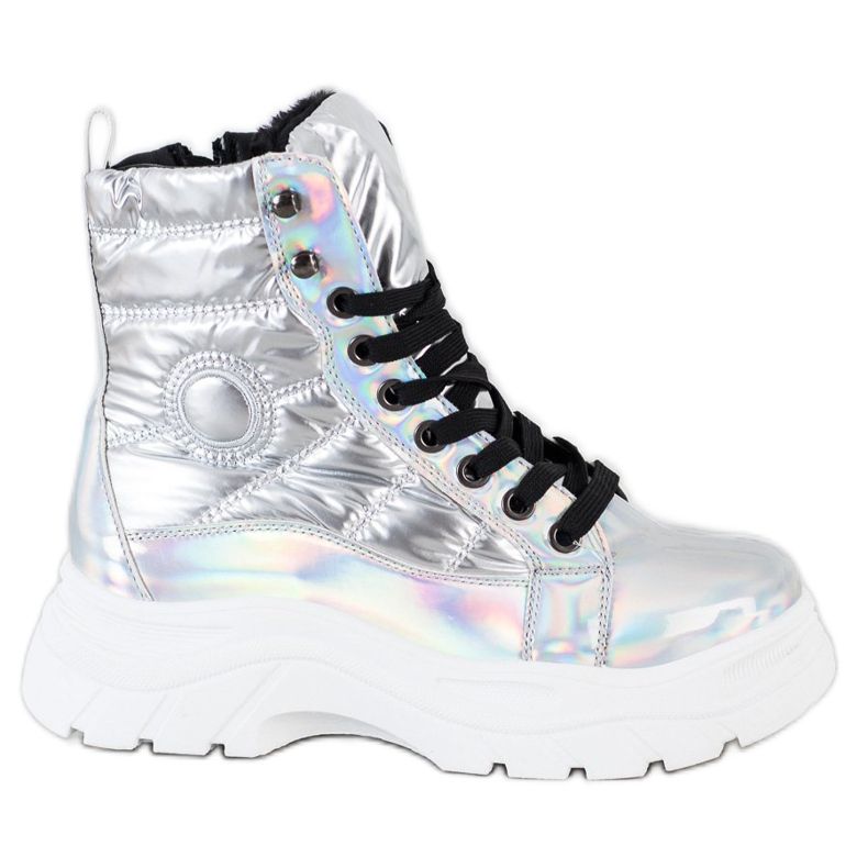 SHELOVET Trappers acolchoados da moda prata