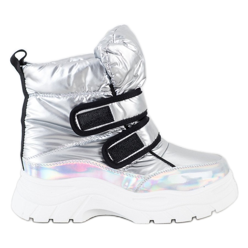 SHELOVET Botas de neve brilhantes com velcro prata