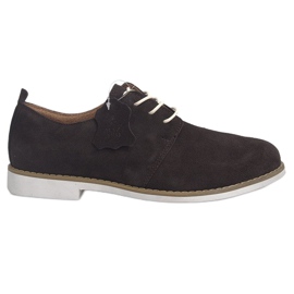 Sapatos de couro com cordões LJ12 marrom