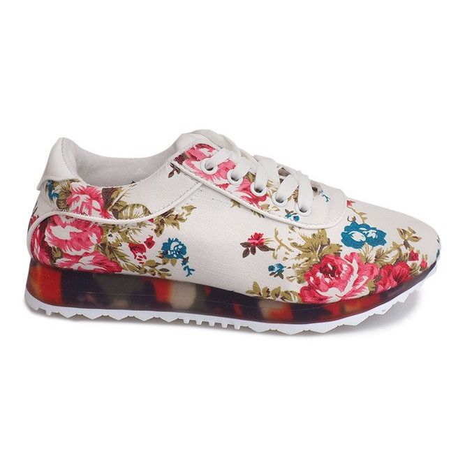 Tênis esportivos com flores BL282 branco multicolorido