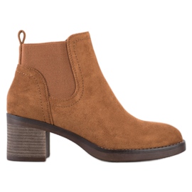 Seastar Botas de camurça de salto alto marrom amarelo