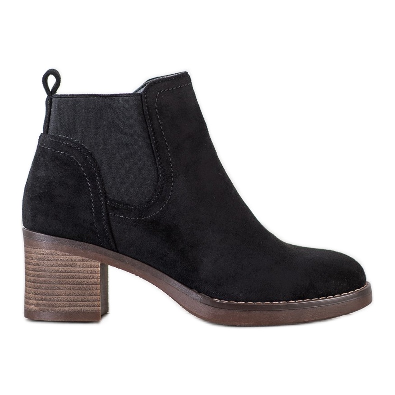 Seastar Botas de camurça de salto alto preto