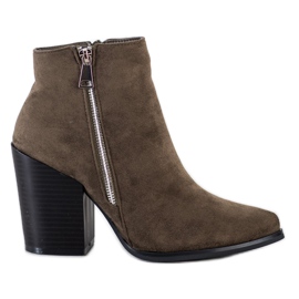 Marquiz Botas quentes com zíper decorativo marrom verde