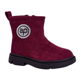 Apawwa Botas aquecidas infantis Burgundy Alvin preto vermelho