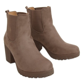 Botas Chelsea com salto largo, bege B2880FE-KB Khaki marrom
