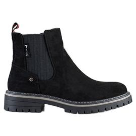J. Star Botas de camurça confortáveis preto