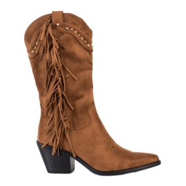 Bestelle Botas de cowboy com franjas castanho