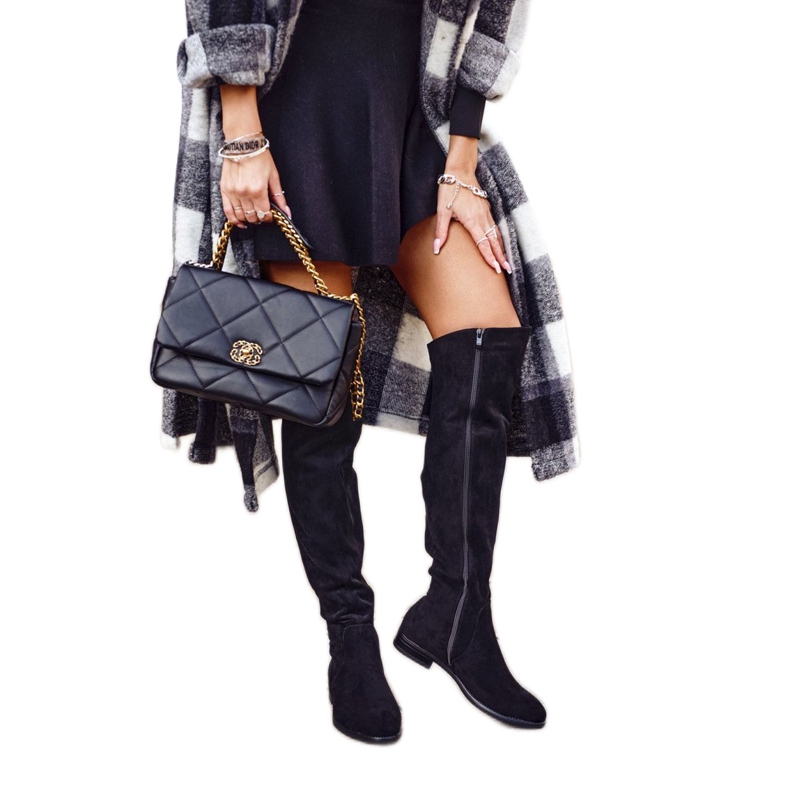 Botas femininas Sergio Leone camurça preto quente KZ292