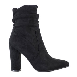 SHELOVET Botas pretas com parte superior franzida preto