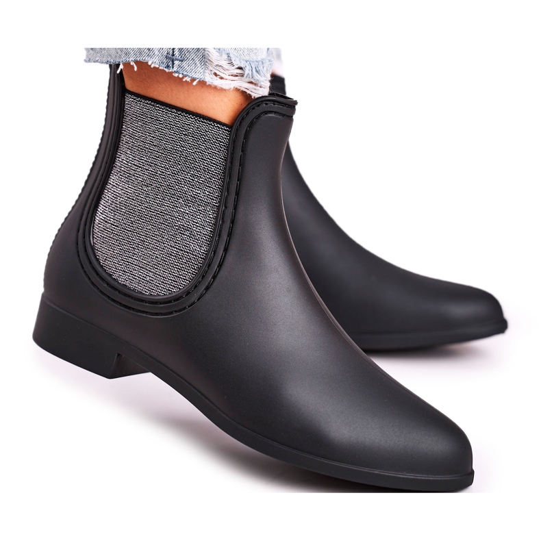 Resposta a prata de Matt Black Wellies feminino preto