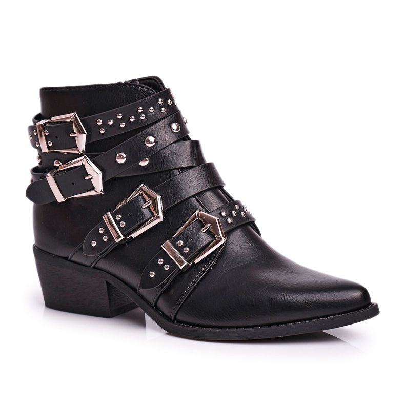 Botas de cowboy femininas com fivelas Black West preto