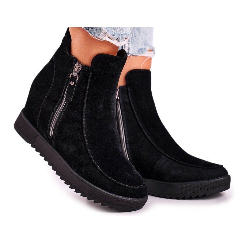 Botins femininos camurça preta Silvia preto