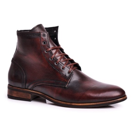 KENT Botas masculinas com botas de couro marrom Bruno