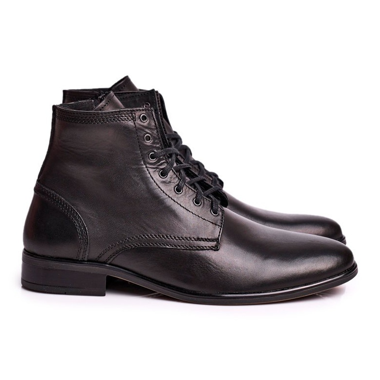 KENT Botas de couro masculinas Black Bruno preto
