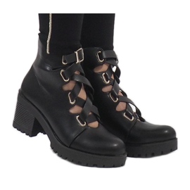 Mulanka Botas pretas de salto aberto J-10 preto Mulanka Botas pretas de salto aberto J-10 preto
