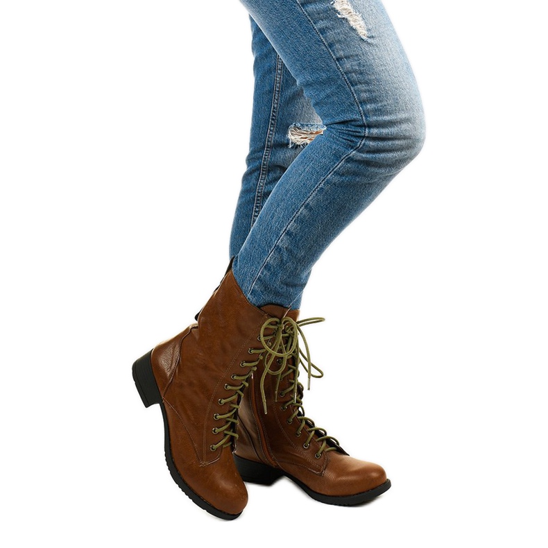 Botas de renda marrom escuro S10 castanho Botas de renda marrom escuro S10 castanho