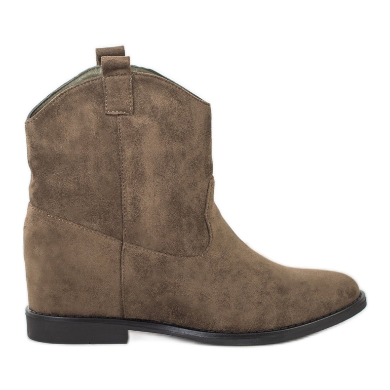 SHELOVET Botas de cowboy quentes em cunha cáqui verde