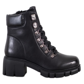 Ideal Shoes Trabalhadores de couro ecológico preto