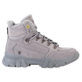 Kylie Caçadores com pele de carneiro cinza