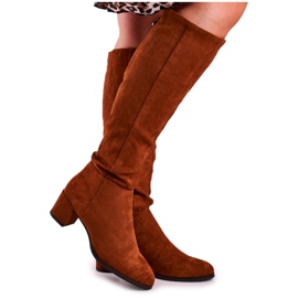 Botas femininas de camurça Sergio Leone camelo KZ273 castanho