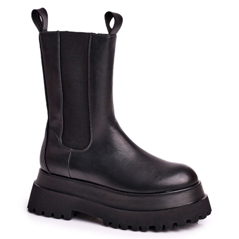 SEA Botas femininas maciço plataforma negra Beatrice preto