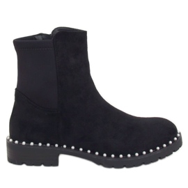 Botas pretas Chelsea com pérolas RQ336 Pretas preto
