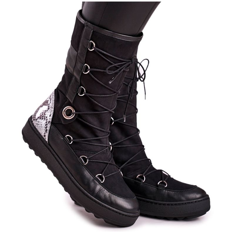 Camurça preta com pêlo botas de neve Laura Messi 2054 preto