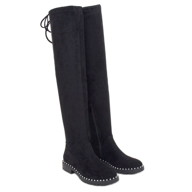 Botas de mosqueteiro pretas 8375-PG pretas preto