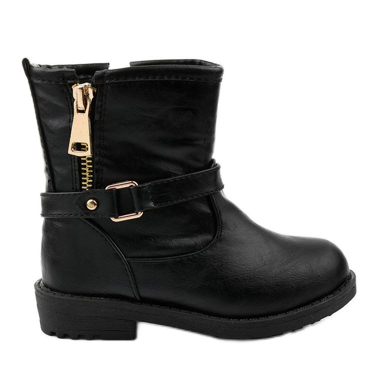 Botas infantis pretas para meninas de Jynriane preto