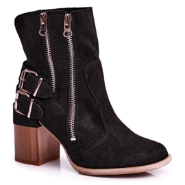 MSMG Botas femininas com salto camurça preta anabelle preto MSMG Botas femininas com salto camurça preta anabelle preto