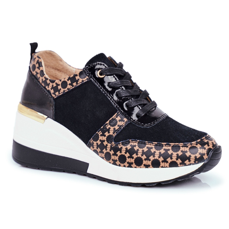 S.Barski Calçados Esportivos Femininos Tênis Preto Branco Metronus bege dourado