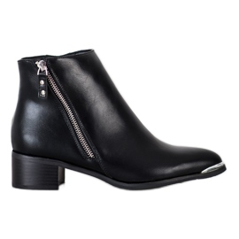 Kayla Botas elegantes com zíper preto prata Kayla Botas elegantes com zíper preto prata