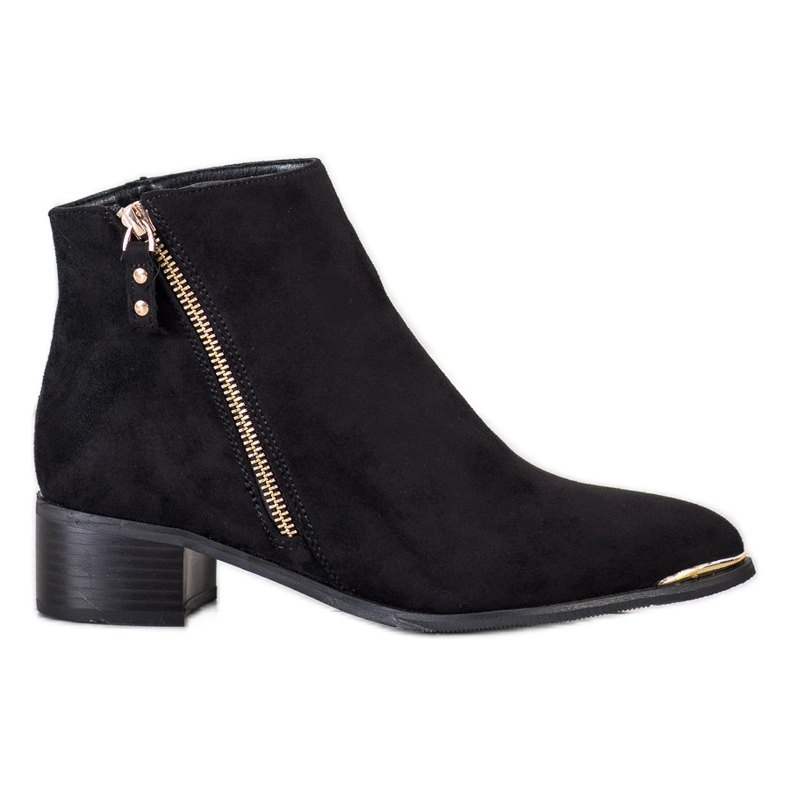 Kayla Botas elegantes com zíper preto dourado