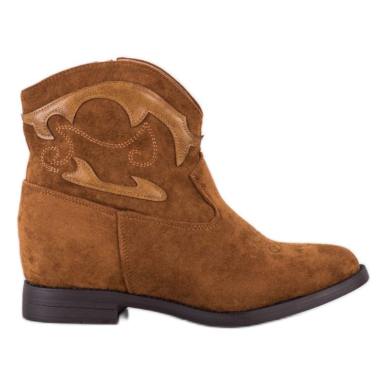 Ideal Shoes Brown Cowgirls Hidden Wedge castanho