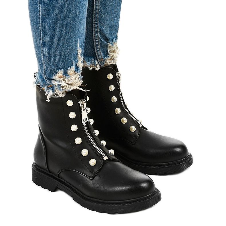 Botas de trabalho pretas rasas femininas preto