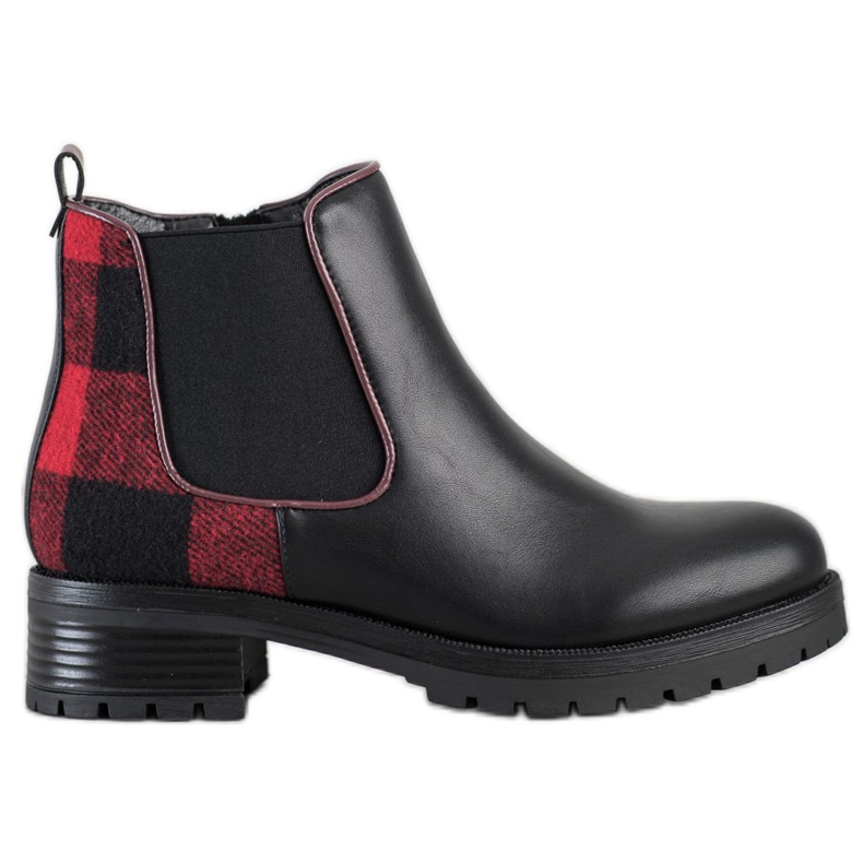 SHELOVET Botas xadrez confortáveis preto