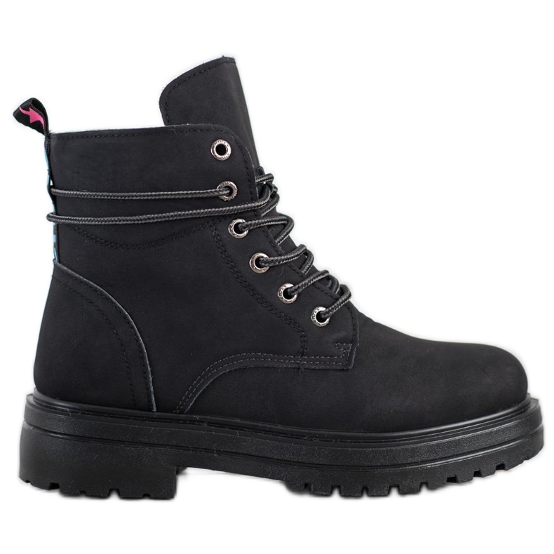 SHELOVET Trappers pretos com couro ecológico