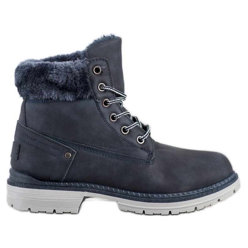 SHELOVET Botas de caminhada com pele azul marinho