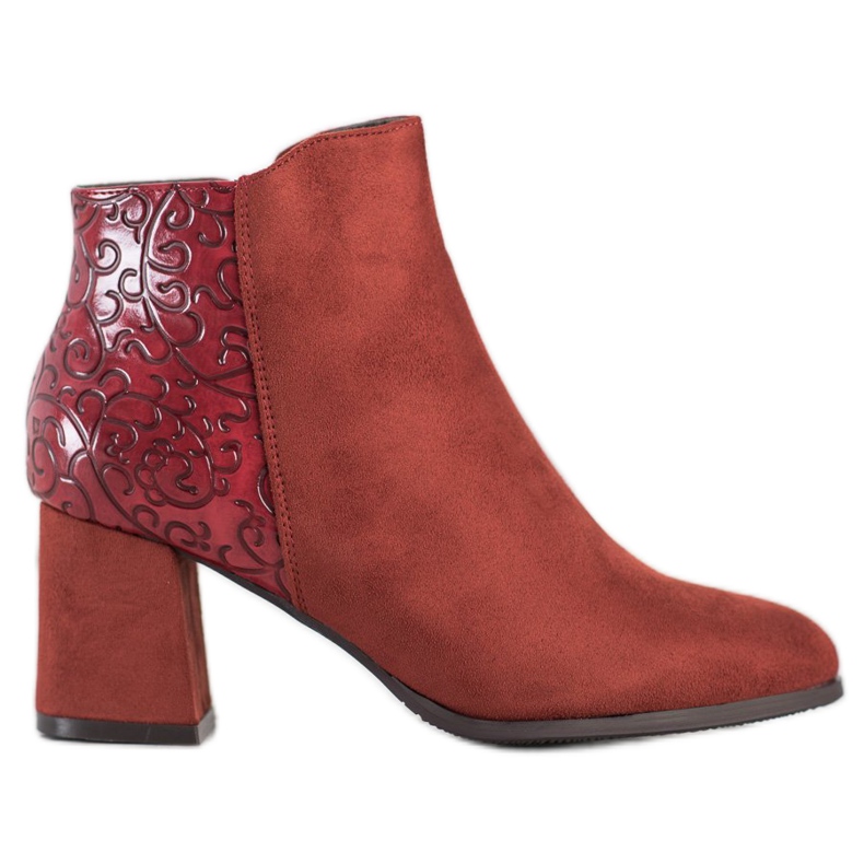 M.Daszyński Botas cor de vinho com estampa castanho vermelho M.Daszyński Botas cor de vinho com estampa castanho vermelho