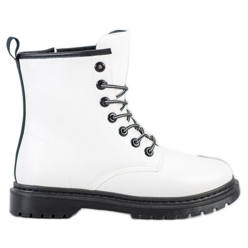 SHELOVET Botas de couro ecológico branco preto