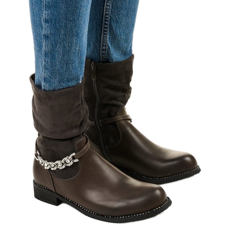 Botas de cano baixo cinza com zíper Petgell