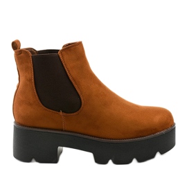 Botas de camelo camurça na plataforma do Arnlando castanho amarelo