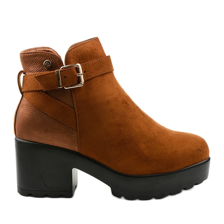 Botas de cano curto de camelo com zíper Meridvielle castanho amarelo